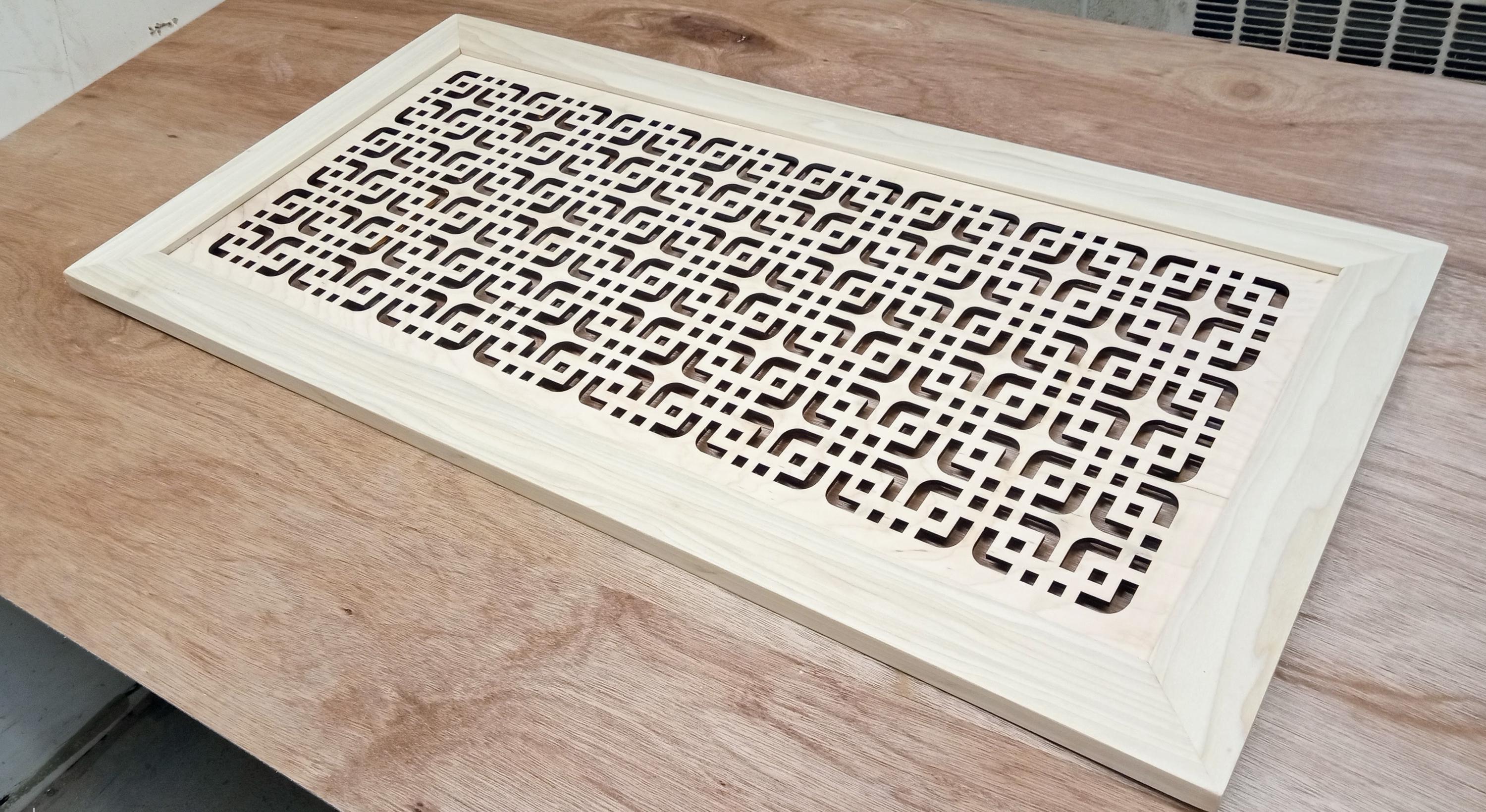 Custom Shaker Cabinet Door with Decorative Cutouts – Shaba Design (Poplar Frame, Maple Panel)