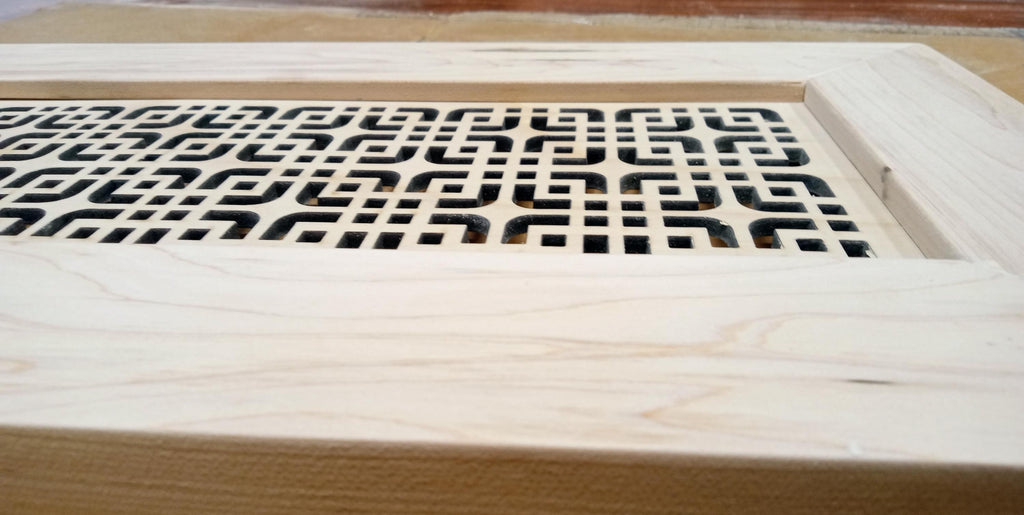 Custom Shaker Cabinet Door with Decorative Cutouts – Shaba Design (Poplar Frame, Maple Panel)