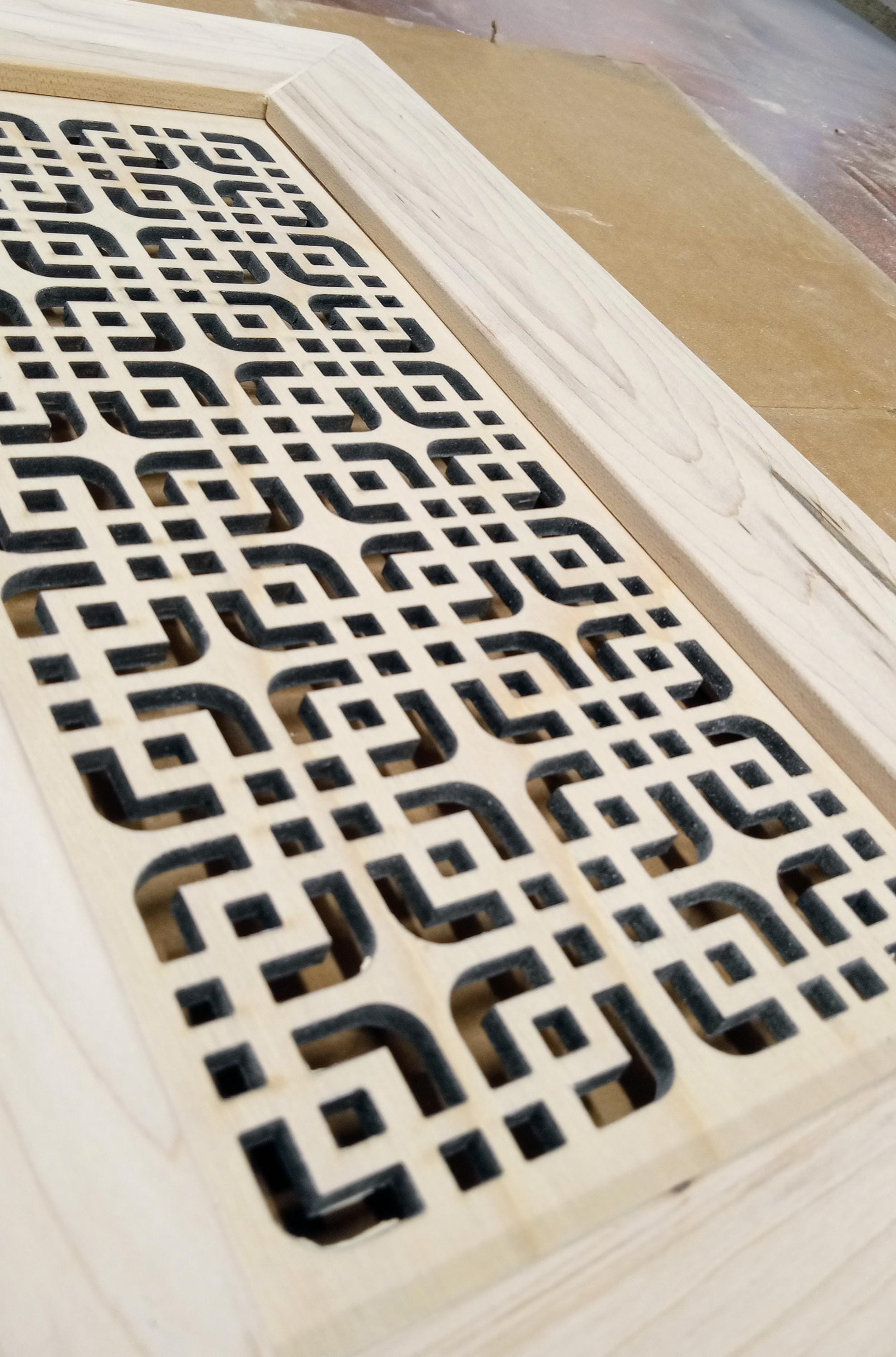 Custom Shaker Cabinet Door with Decorative Cutouts – Shaba Design (Poplar Frame, Maple Panel)