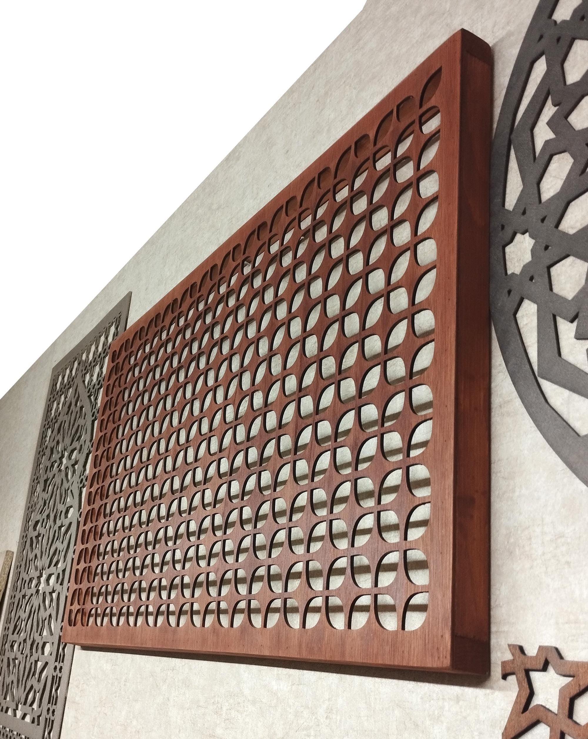 Custom Decorative Air Vent Cover – Laser-Cut Wood Panel – Air Intake Grille - Stain Shaba design