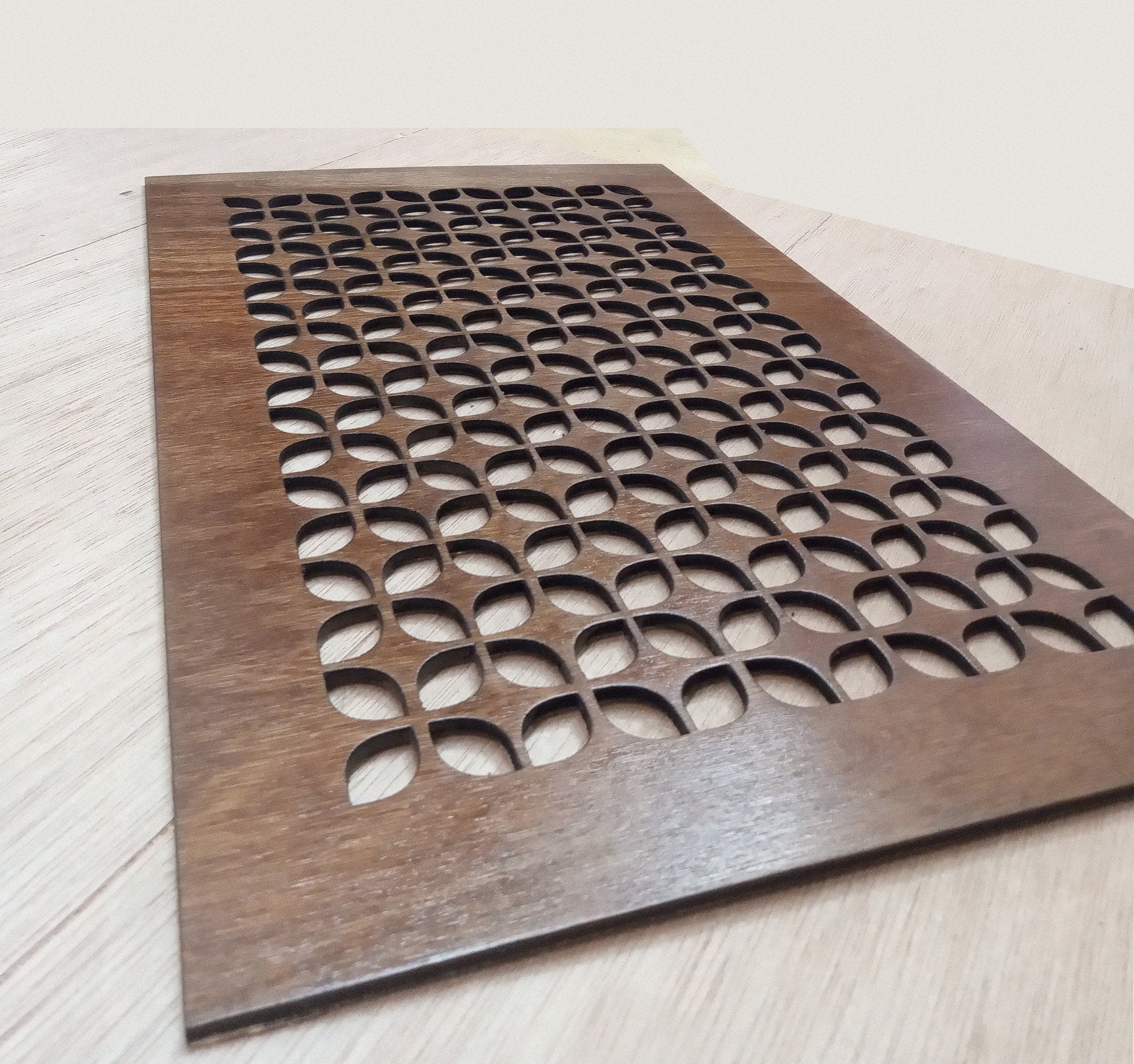 Custom Decorative Panels - Decorative Cover - Decorative Laser Cutting Panel - Raw Wood Wooden Cut-Out Air Return Grilles