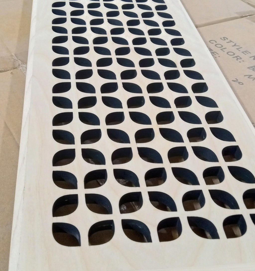 Custom Decorative Air Vent Cover – Laser-Cut Wood Panel – Air Intake Grille - Stain Shaba design