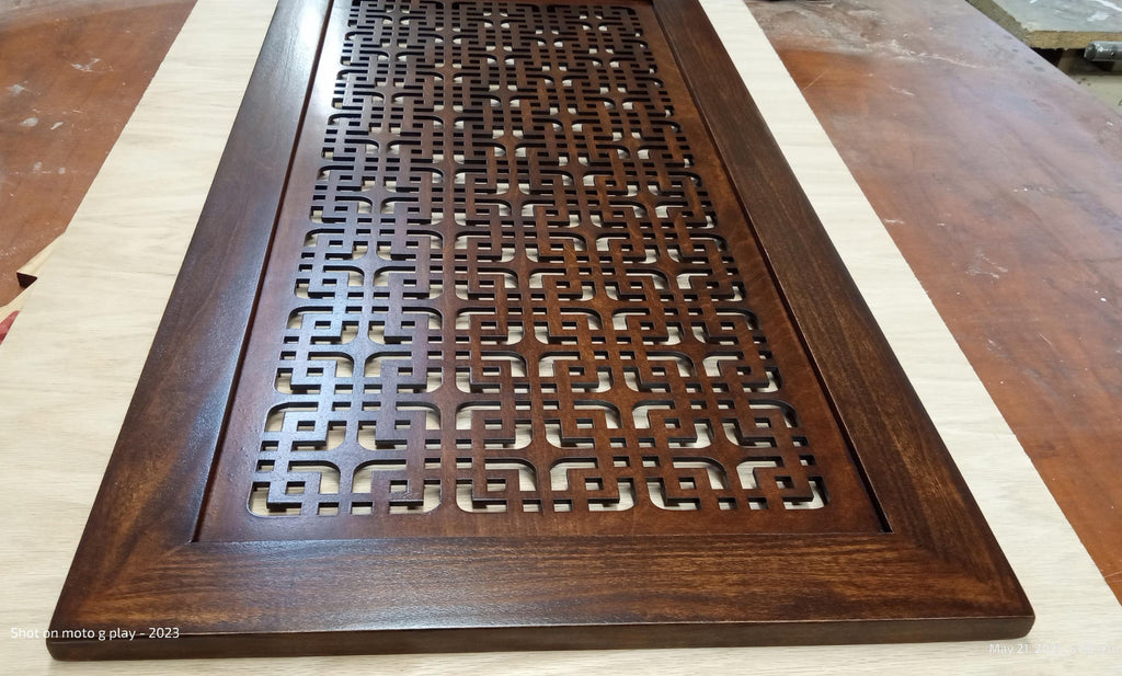 Custom Shaker Cabinet Door with Decorative Cutouts – Shaba Design (Poplar Frame, Maple Panel)