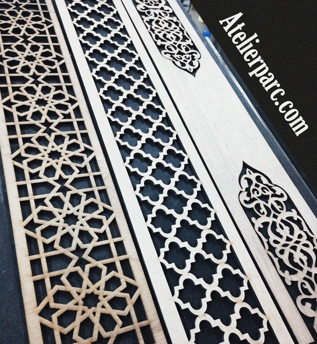 001/ Moroccan Molding / Wooden Geometric Panel / Handcrafted / Oriental arabesque / Moroccan Arabesque / Moroccan-Inspired Living Room