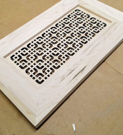 Custom Shaker Cabinet Door with Decorative Cutouts – Shaba Design (Poplar Frame, Maple Panel)