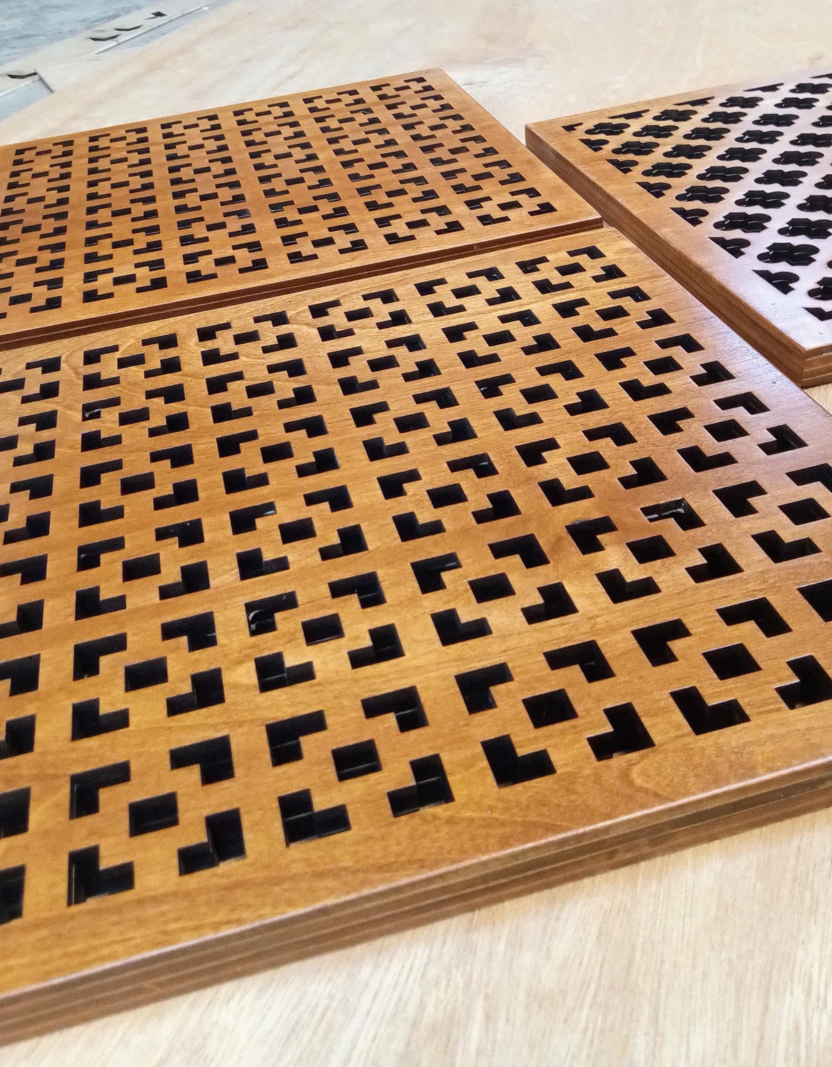 Laser-cut decorative birch plywood vent panel