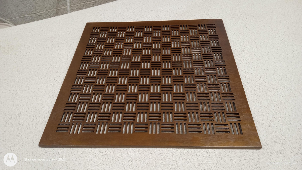 Solid 3/4 inch plywood floor register cover close-up