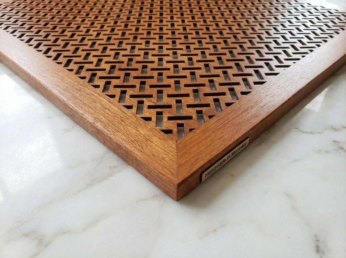 Decorative wooden floor register cover made to measure