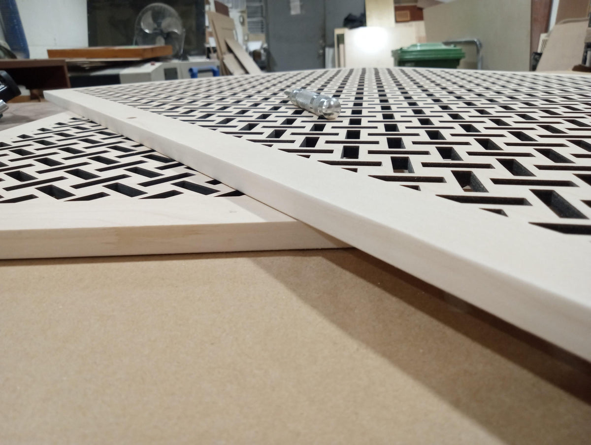 Wood floor vent cover, custom 3/4 inch laser-cut birch floor register by AtelierParc
