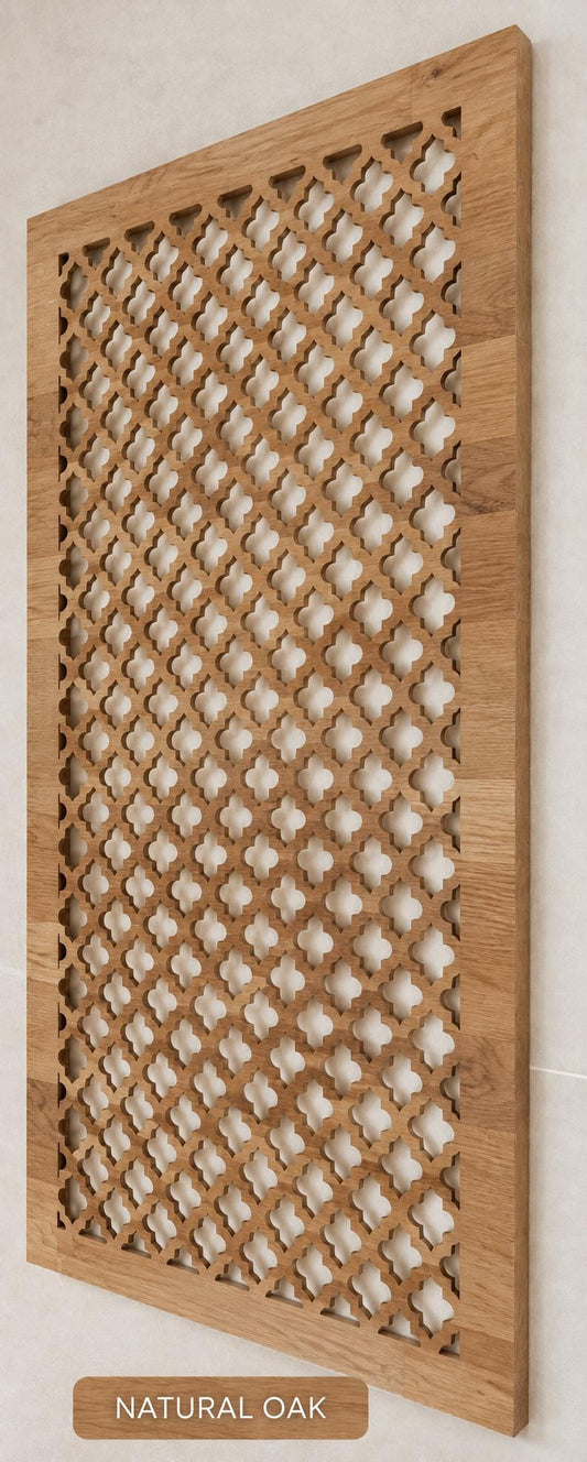 Magnetic wood vent cover, custom laser-cut birch return air grille by AtelierParc